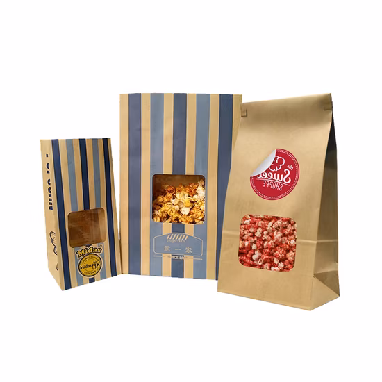 Sacos Ziplock de papel Kraft com forro poli laminado para padaria e janela
