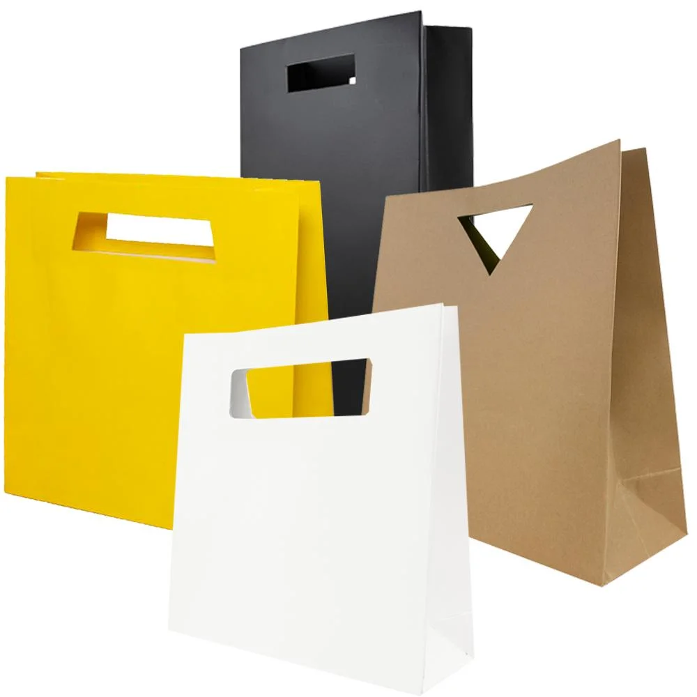 Qingdao Flourish New Arrivals 100% Recycled Paper Die Cut Handle Shopping Bags Reusable Kraft Paper Bag