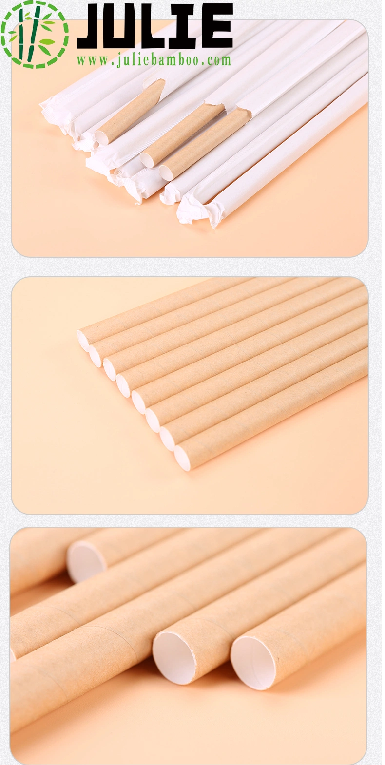 Food-Contacting Grade Eco-Friendly Biodegradable Healthy High Quality Kraft Paper Straws for Drinking