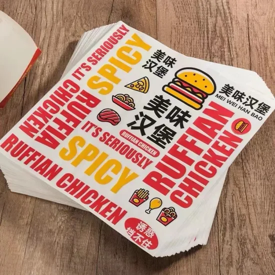 Papel de embrulho de sanduíche personalizado, óleo de embalagem de fast food