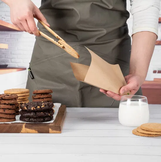 Saco de papel Kraft para embalagem de alimentos com dois lados abertos em branco e óleo branco personalizado