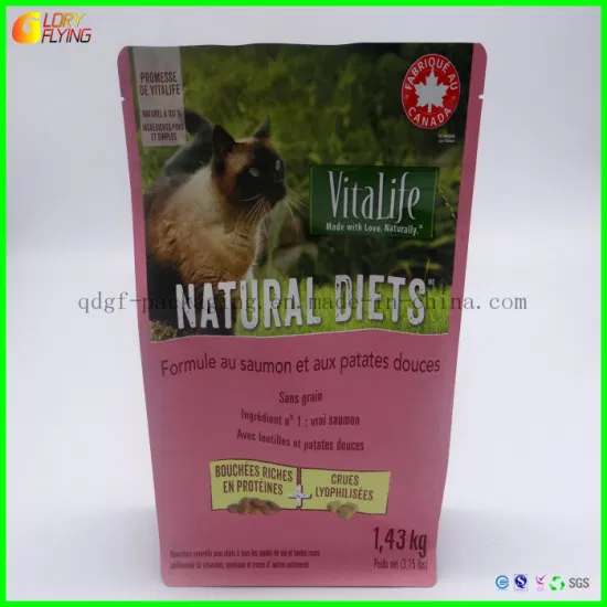  Reforço lateral com sacos de comida para animais de estimação com zíper forrado de folha de alumínio para cães e gatos com grandes sacos plásticos para embalagens de alimentos para animais de estimação estrangeiros.  Embalando Alimentos em Saco Plástico de 8kg